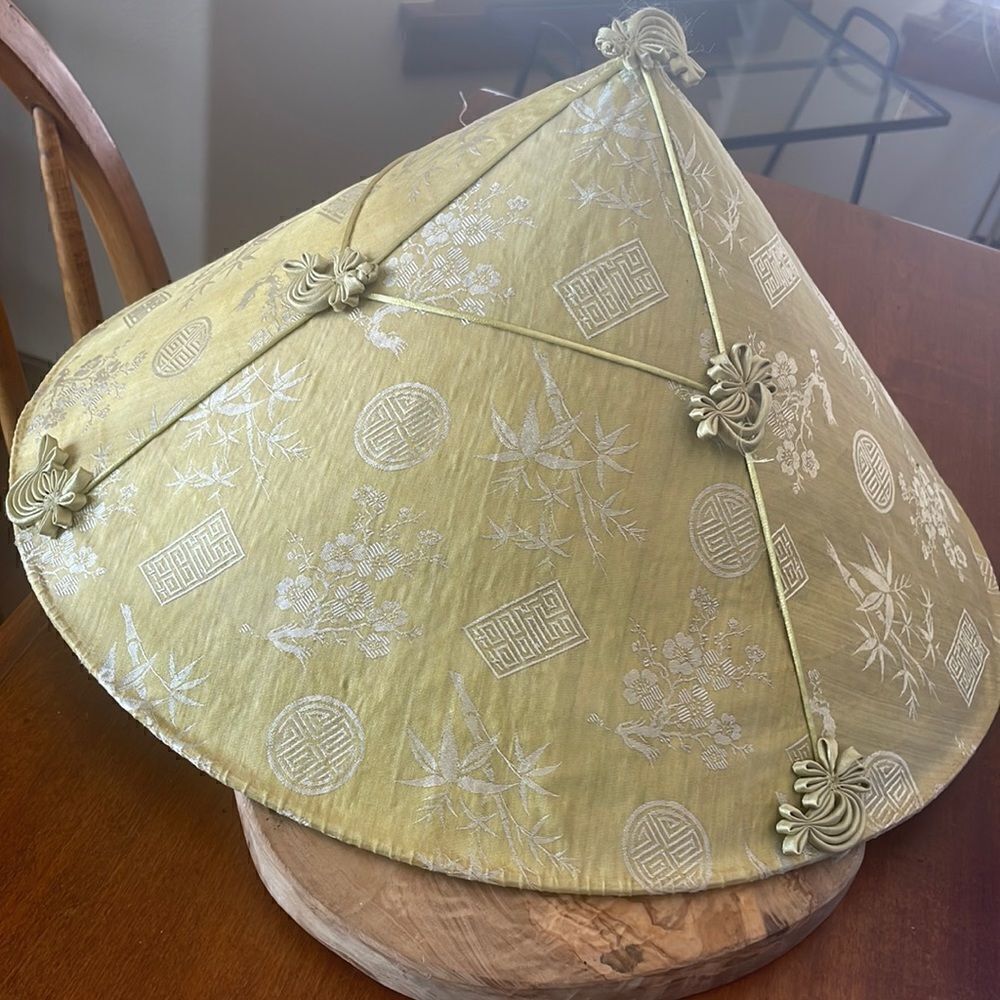 Rare Handmade Silk Embroidered Asian Coolie / Rice Hat